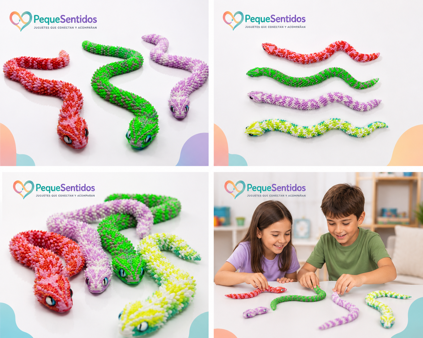 Serpiente Sensorial Articulada 3D – Fidget Flexible