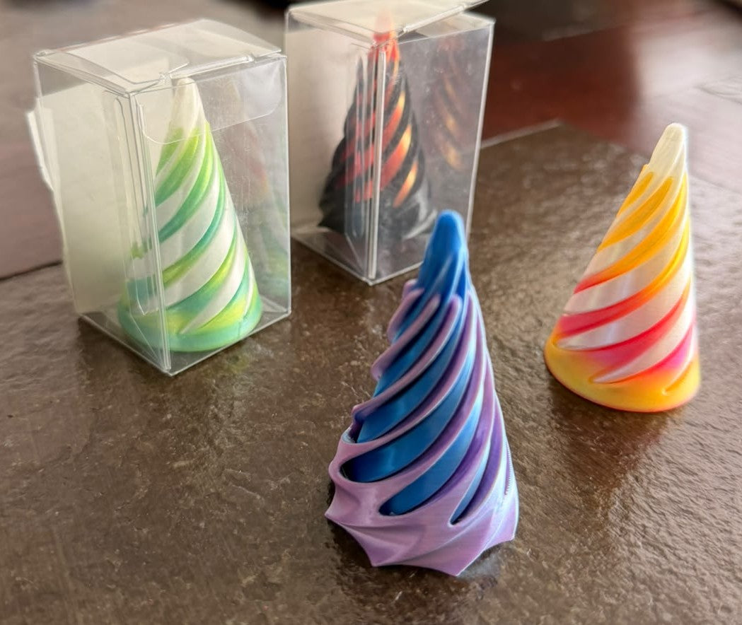 Cono Sensorial Espiral 3D – Fidget Cinético