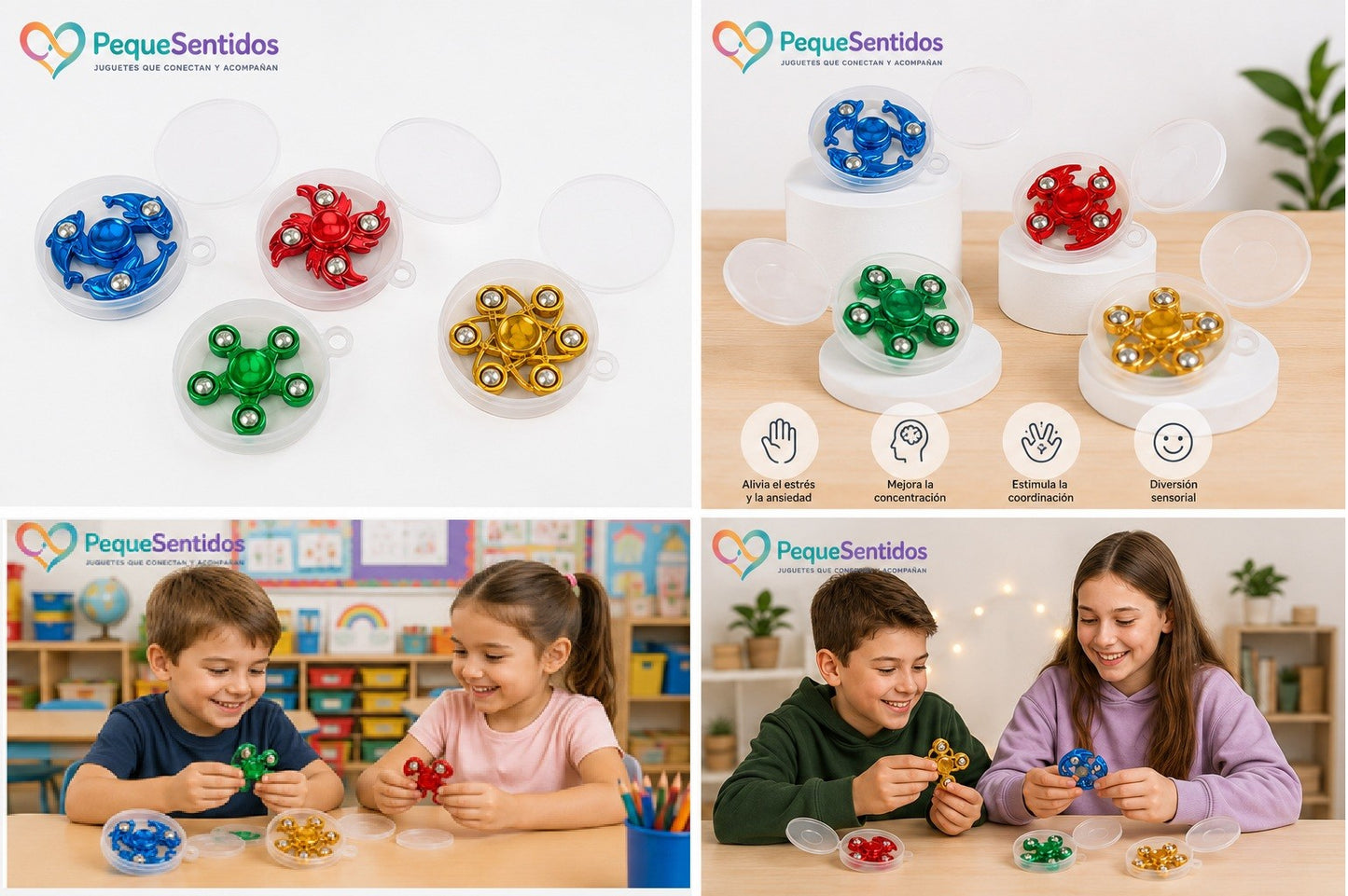 Fidget Spinner Sensorial con Bolitas Metálicas – Diseños Surtidos